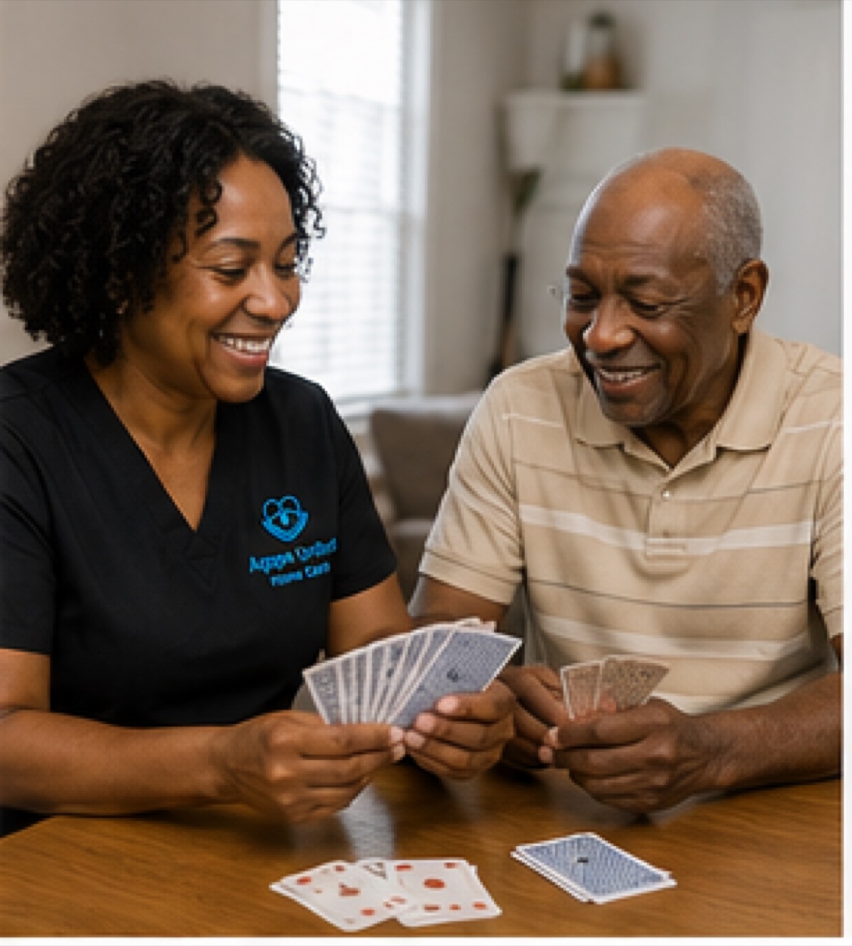 Agape caregiver providing attentive care to a client
