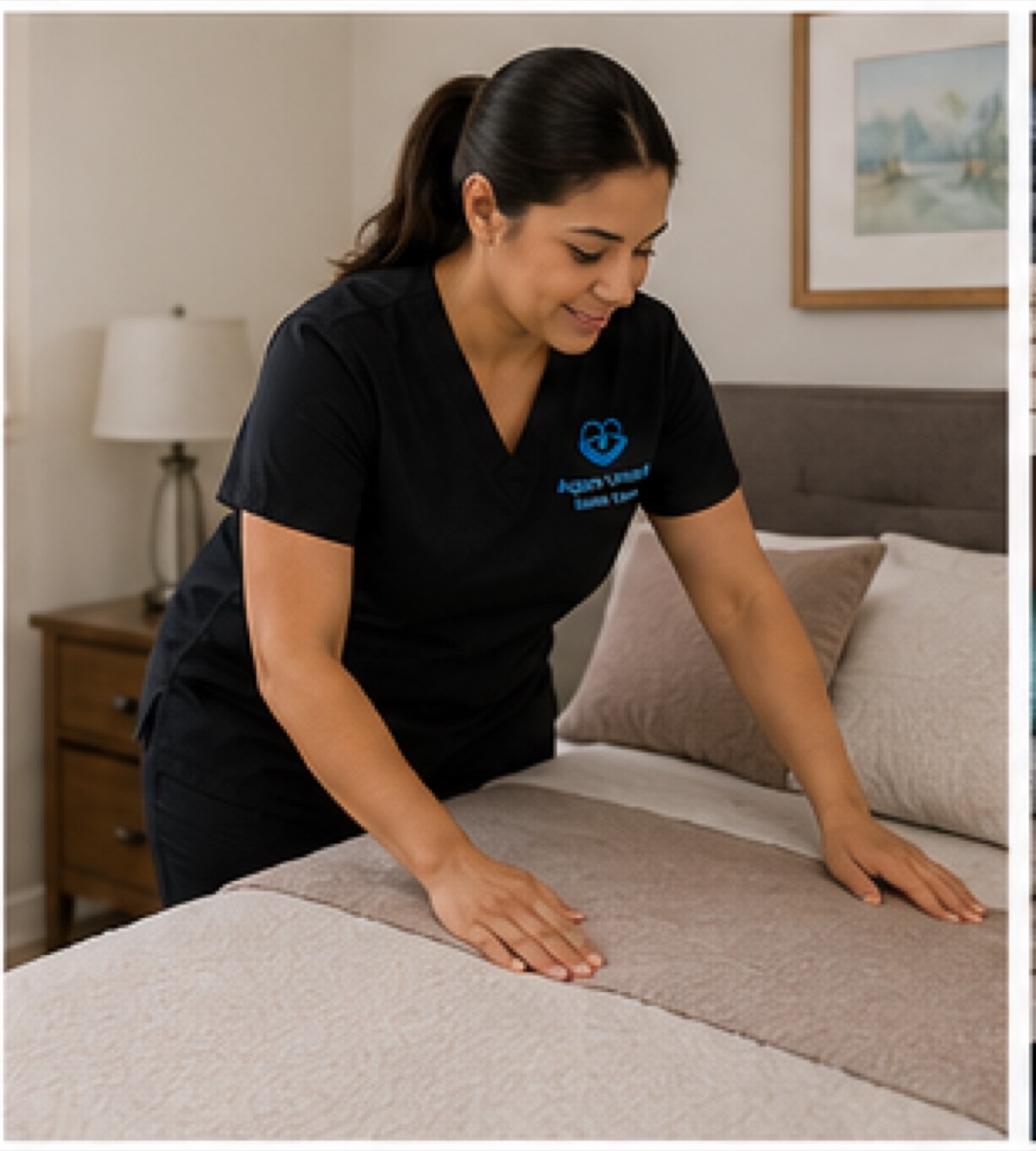 Agape caregiver helping a senior in their home